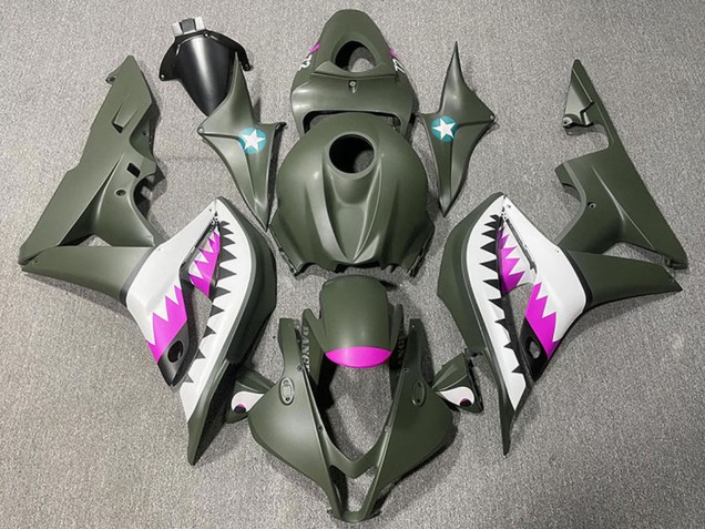 2007-2008 Honda CBR600RR Motorcycle Fairings - Army Green White Pink Shark UK