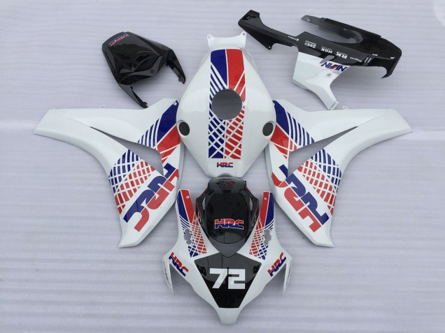 2008-2011 Honda CBR1000RR Motorcycle Fairings - White Blue Red HRC 72 UK