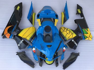 Best 2005-2006 Honda CBR600RR Motorcycle Fairings - Blue Yellow Black Shark UK