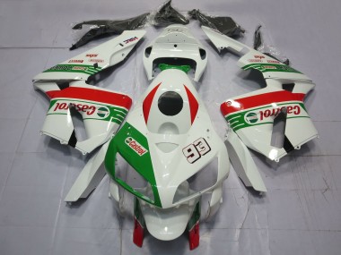 Best 2005-2006 Honda CBR600RR Motorcycle Fairings - White Green Red Castrol 93 UK
