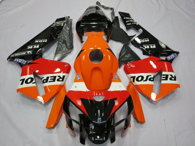 2005-2006 Honda CBR600RR Motorcycle Fairing - Orange White Red Glossy Black Repsol UK