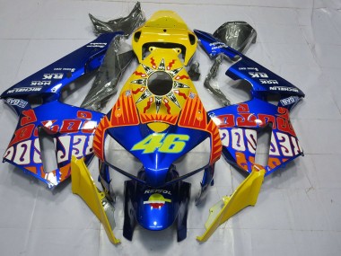 Best 2005-2006 Honda CBR600RR Motorcycle Fairings - Yellow Blue Rossi 46 UK