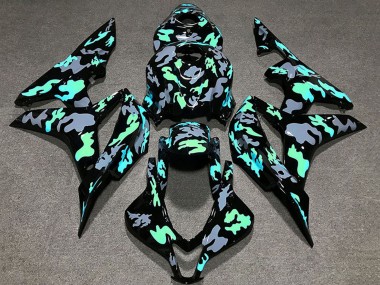 Best 2007-2008 Honda CBR600RR Motorcycle Fairings - Green Grey Camouflage UK
