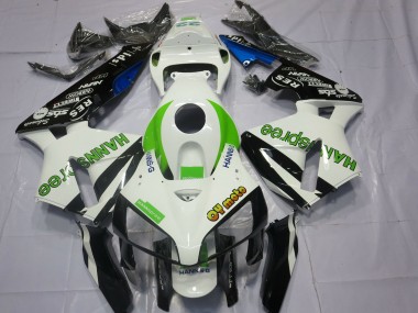 Best 2005-2006 Honda CBR600RR Motorcycle Fairings - White Green Glossy Black HannSpree UK