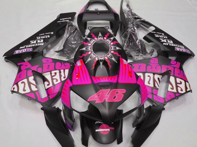 2003-2004 Honda CBR600RR Motorcycle Fairings - Hot Pink Glossy Black Rossi Repsol UK
