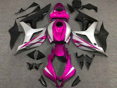 Best 2007-2008 Honda CBR600RR Motorcycle Fairings - Silver Pink Glossy Black OEM Style UK
