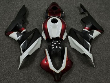 Best 2009-2012 Honda CBR600RR Motorcycle Fairings - White Red Matte Black Star UK