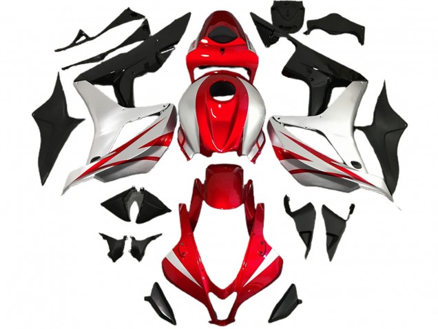2007-2008 Honda CBR600RR Motorcycle Fairings - Silver Red Glossy Black OEM Style UK