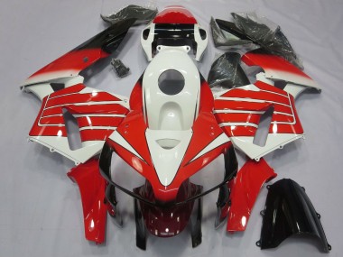 Best 2005-2006 Honda CBR600RR Motorcycle Fairings - White Red Black Large Stripe UK