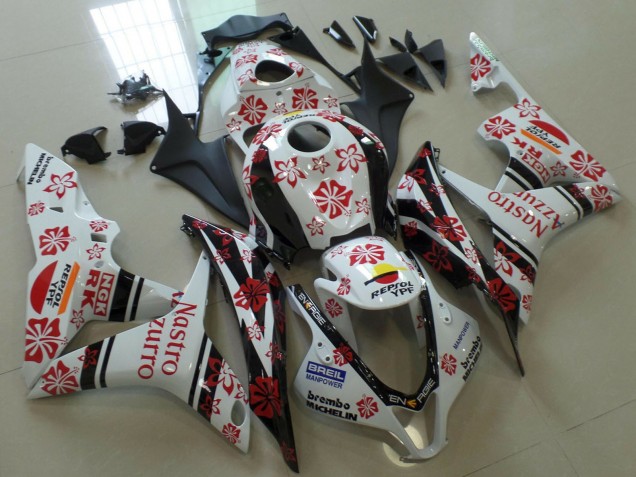 2007-2008 Honda CBR600RR Motorcycle Fairings - White Red Black Nastro Azzurro UK