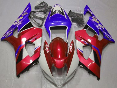 Best 2003-2004 Suzuki GSXR 1000 Motorcycle Fairings - Candy Red White Blue UK