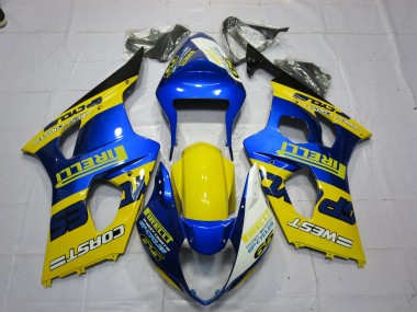 Best 2003-2004 Suzuki GSXR 1000 Motorcycle Fairings - Blue Yellow Black Pirelli UK