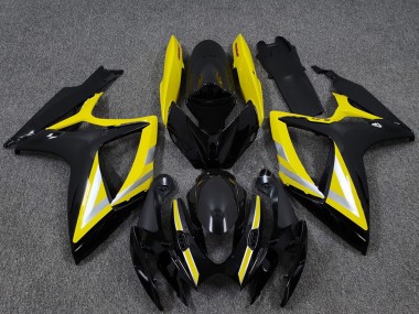 Best 2006-2007 Suzuki GSXR 600 / GSXR 750 Motorcycle Fairings - Glossy Black Yellow Silver OEM Style UK