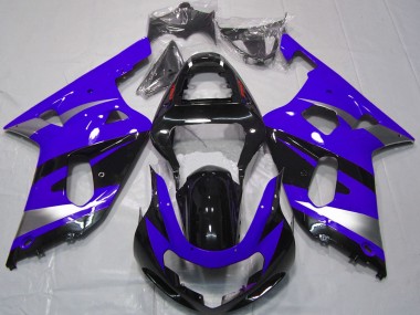 Best 2001-2003 Suzuki GSXR 600 / GSXR 750 Motorcycle Fairings - Blue Silver Glossy Black OEM Style UK
