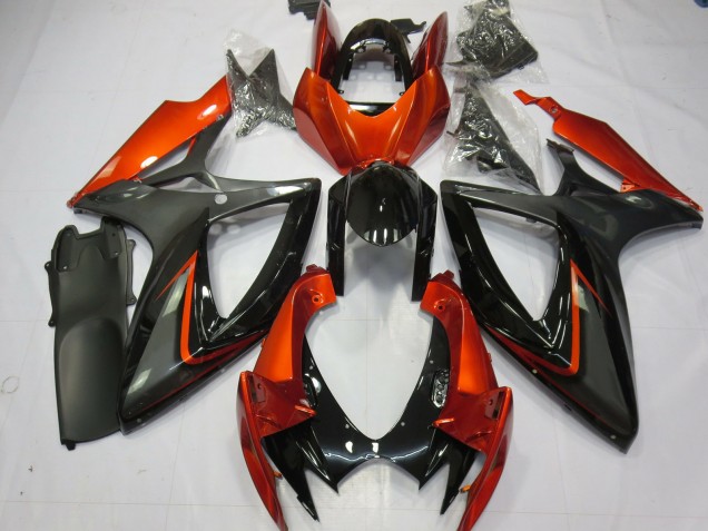2006-2007 Suzuki GSXR 600 / GSXR 750 Motorcycle Fairings - Burnt Orange Grey Glossy Black UK