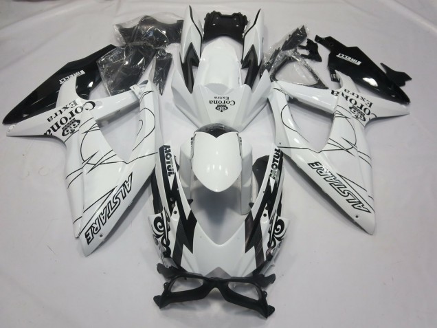 2008-2010 Suzuki GSXR 600 / GSXR 750 Motorcycle Fairings - White Black Alstare Corona Motul UK