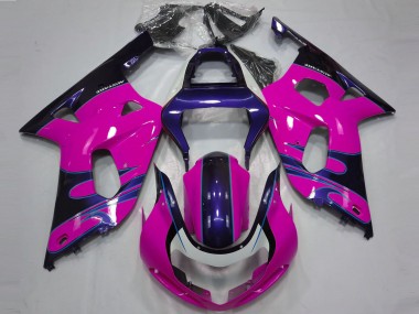 Best 2001-2003 Suzuki GSXR 600 / GSXR 750 Motorcycle Fairings - Pink Glossy Blue UK