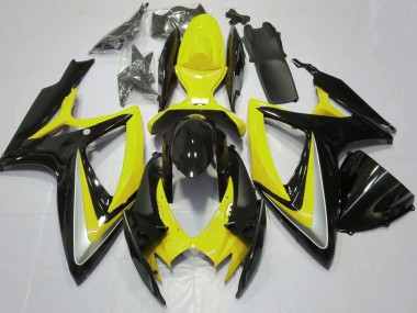 Best 2006-2007 Suzuki GSXR 600 / GSXR 750 Motorcycle Fairings - Yellow Glossy Black UK