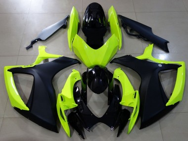 Best 2006-2007 Suzuki GSXR 600 / GSXR 750 Motorcycle Fairings - Neon Yellow Glossy Black Matte Black UK