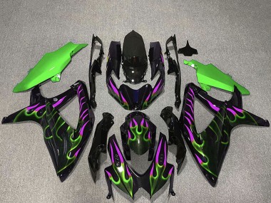 Best 2008-2010 Suzuki GSXR 600 / GSXR 750 Motorcycle Fairings - Glossy Black Green Purple Flame UK