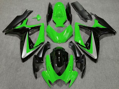 Best 2006-2007 Suzuki GSXR 600 / GSXR 750 Motorcycle Fairings - Green Silver Glossy Black OEM Style UK