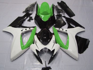 Best 2006-2007 Suzuki GSXR 600 / GSXR 750 Motorcycle Fairings - Green White Glossy Black Star UK