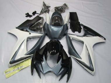 Best 2006-2007 Suzuki GSXR 600 / GSXR 750 Motorcycle Fairings - White Grey Glossy Black UK