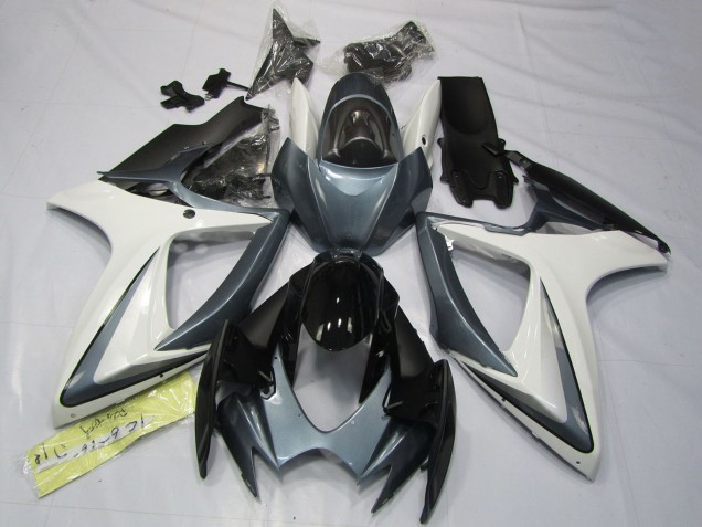 2006-2007 Suzuki GSXR 600 / GSXR 750 Motorcycle Fairings - White Grey Glossy Black UK
