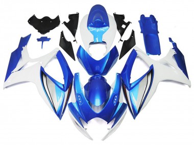 Best 2006-2007 Suzuki GSXR 600 / GSXR 750 Motorcycle Fairings - White Blue OEM Style UK