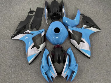 Best 2006-2007 Suzuki GSXR 600 / GSXR 750 Motorcycle Fairings - Light Blue White Glossy Black UK