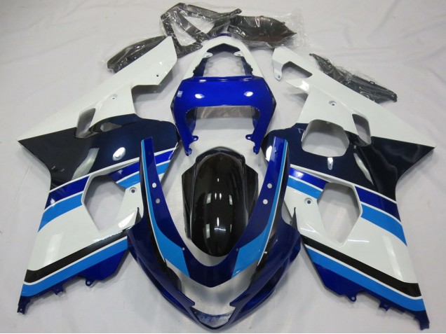 2004-2005 Suzuki GSXR 600 / GSXR 750 Motorcycle Fairings - White Blue Glossy Black UK