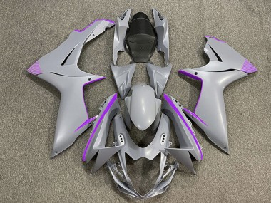 Best 2011-2024 Suzuki GSXR 600 / GSXR 750 Motorcycle Fairings - Matte Nardo Grey Purple Accents UK