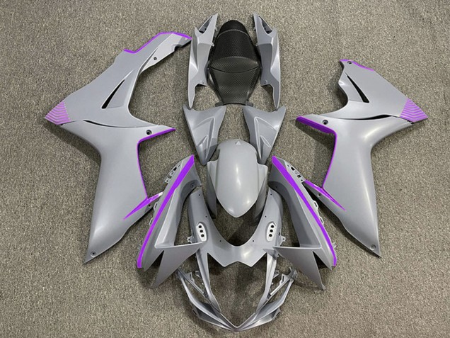 2011-2024 Suzuki GSXR 600 / GSXR 750 Motorcycle Fairings - Matte Nardo Grey Purple Accents UK