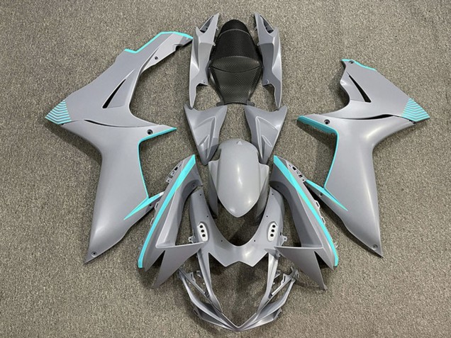 2011-2024 Suzuki GSXR 600 / GSXR 750 Motorcycle Fairings - Matte Nardo Grey Teal Accents UK