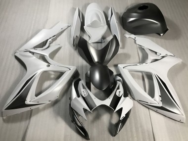 Best 2006-2007 Suzuki GSXR 600 / GSXR 750 Motorcycle Fairings - White Grey Matte Black UK