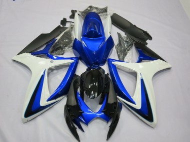 Best 2006-2007 Suzuki GSXR 600 / GSXR 750 Motorcycle Fairings - White Blue Glossy Black OEM Style UK