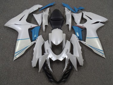 Best 2011-2024 Suzuki GSXR 600 / GSXR 750 Motorcycle Fairings - Pearl White and Light Blue UK