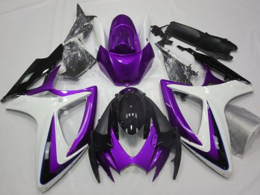 Best 2006-2007 Suzuki GSXR 600 / GSXR 750 Motorcycle Fairings - Purple White Glossy Black UK