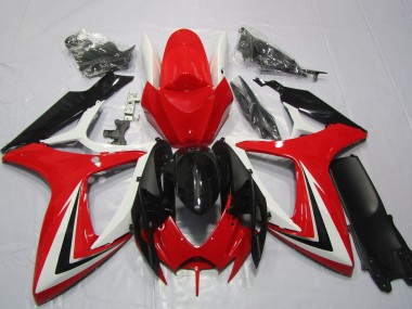 Best 2006-2007 Suzuki GSXR 600 / GSXR 750 Motorcycle Fairings - White Red Glossy Black Stripe UK