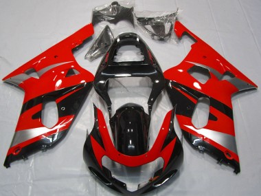 Best 2001-2003 Suzuki GSXR 600 / GSXR 750 Motorcycle Fairings - Red Silver Glossy Black OEM Style UK