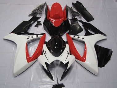 Best 2006-2007 Suzuki GSXR 600 / GSXR 750 Motorcycle Fairings - Red White Glossy Black UK