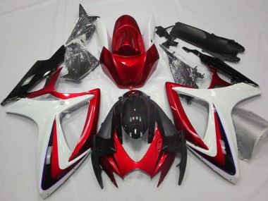 Best 2006-2007 Suzuki GSXR 600 / GSXR 750 Motorcycle Fairings - White Red Glossy Black UK