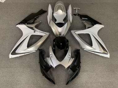 Best 2006-2007 Suzuki GSXR 600 / GSXR 750 Motorcycle Fairings - Silver White Glossy Black OEM Style UK