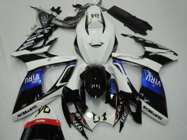 Best 2006-2007 Suzuki GSXR 600 / GSXR 750 Motorcycle Fairings - White Blue Glossy Black Viru UK