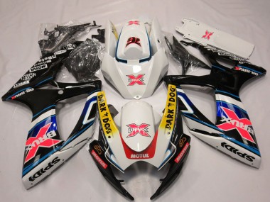 Best 2006-2007 Suzuki GSXR 600 / GSXR 750 Motorcycle Fairings - White Red Blue Yellow Dark Dog X 76 BRUX UK