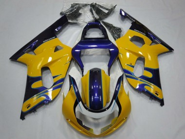 Best 2001-2003 Suzuki GSXR 600 / GSXR 750 Motorcycle Fairings - Yellow Blue UK