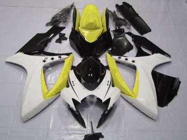 Best 2006-2007 Suzuki GSXR 600 / GSXR 750 Motorcycle Fairings - Yellow White Glossy Black Star UK