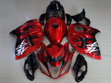 Best 2008-2020 Suzuki GSXR 1300 Motorcycle Fairings - Red Black Flame UK