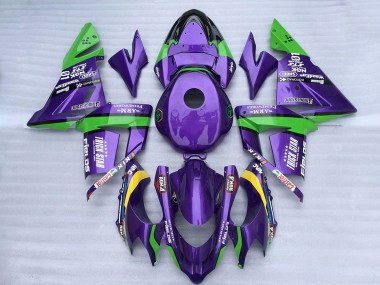 Best 2004-2005 Kawasaki ZX10R Motorcycle Fairings - Green Purple Trick Star UK