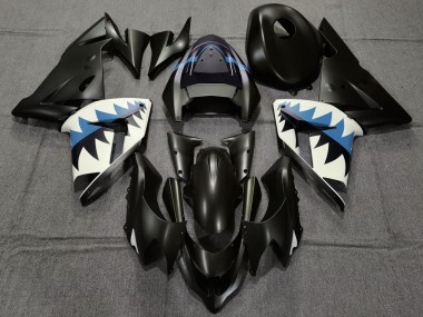 Best 2004-2005 Kawasaki ZX10R Motorcycle Fairings - Matte Black and Light Blue Shark UK